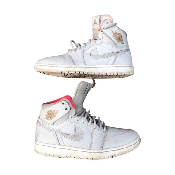 Nike Air Jordan 1 Retro High Nouveau Pure Platinum Crimson Size 8 - Picture 1 of 16